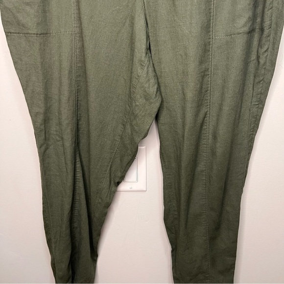 Old Navy Straight Hi Rise Taper Linen Olive Pants Size XL - Picture 3 of 10